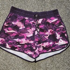 Reebok Women's Athletic Shorts in Pink and Purple Camo